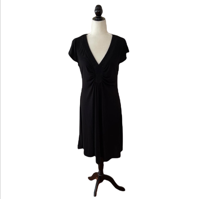 Aa Studio Aa Black Embellished Neckline Dress